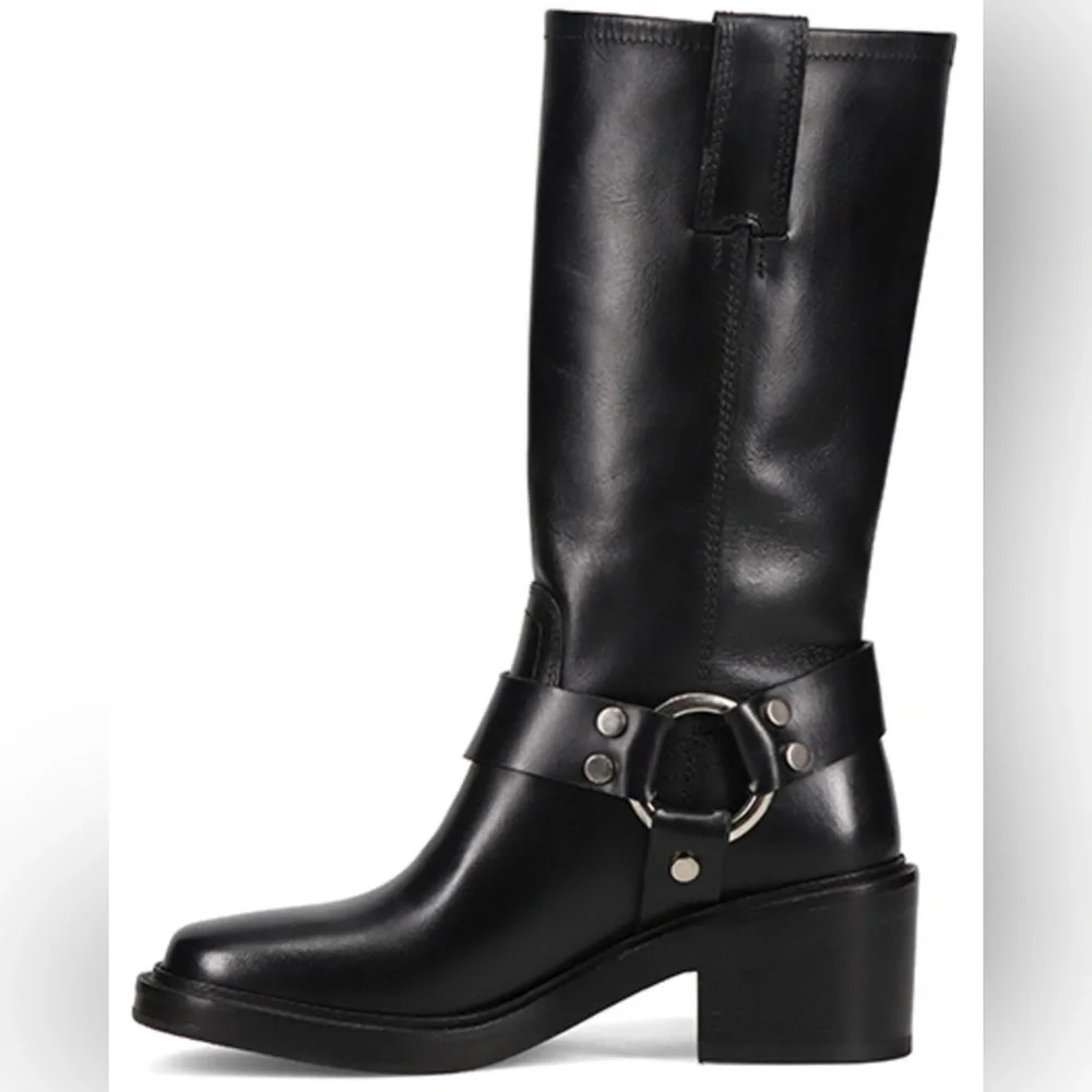 NWT NIB Frye Kate Harness Leather Boots Black Size 8 - Picture 4 of 11